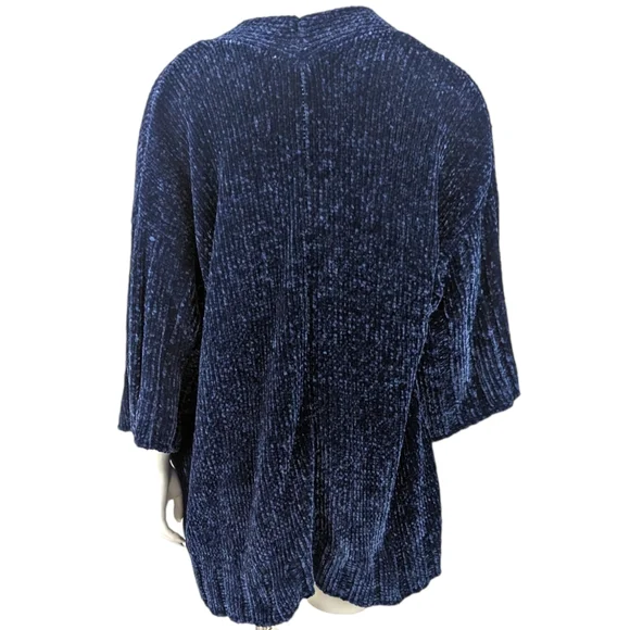Anthropologie Moth Oversized Chenille Cardigan Sweater Womens XS Navy Blue - Picture 5 of 10